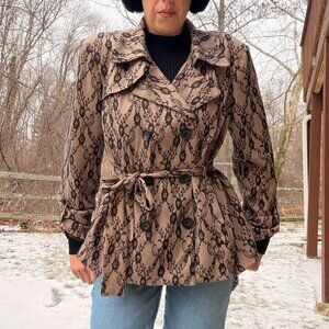 Vintage Tan and Black Lace Cropped Trench Jacket